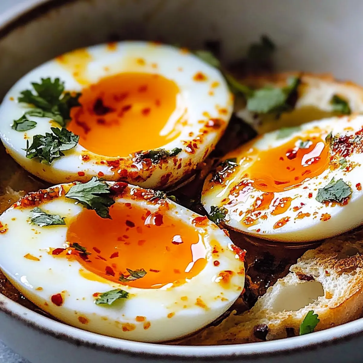 Jammy Eggs with Chili Butter & Garlic Yogurt