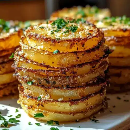 Crispy Parmesan Potato Stacks with Savory Garlic Butter