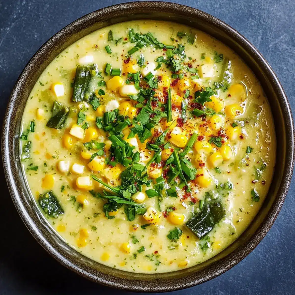 Vegan Roasted Poblano Corn Chowder