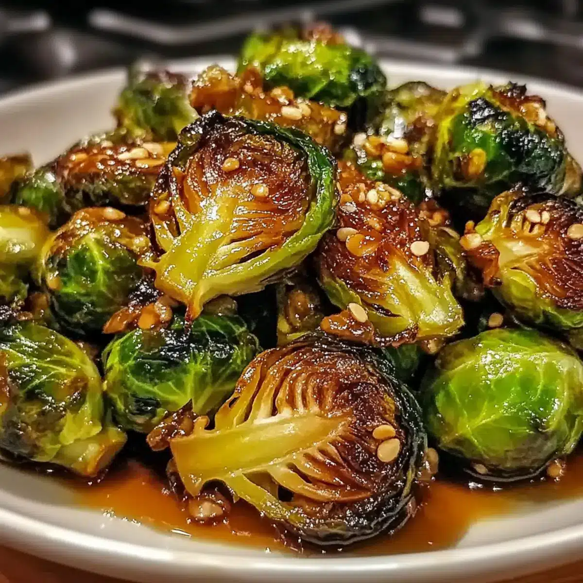 Honey Garlic Roasted Brussels Sprouts