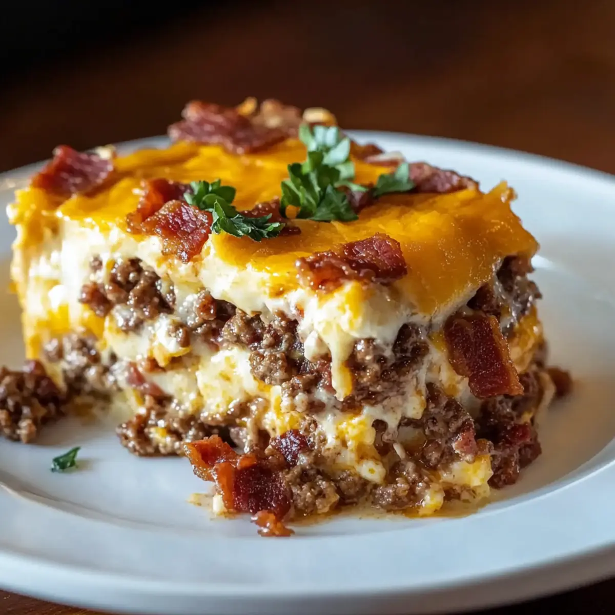 Low-Carb Bacon Cheeseburger Casserole