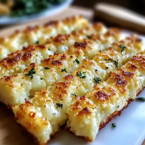 Cheesy Keto Cauliflower Garlic Breadsticks