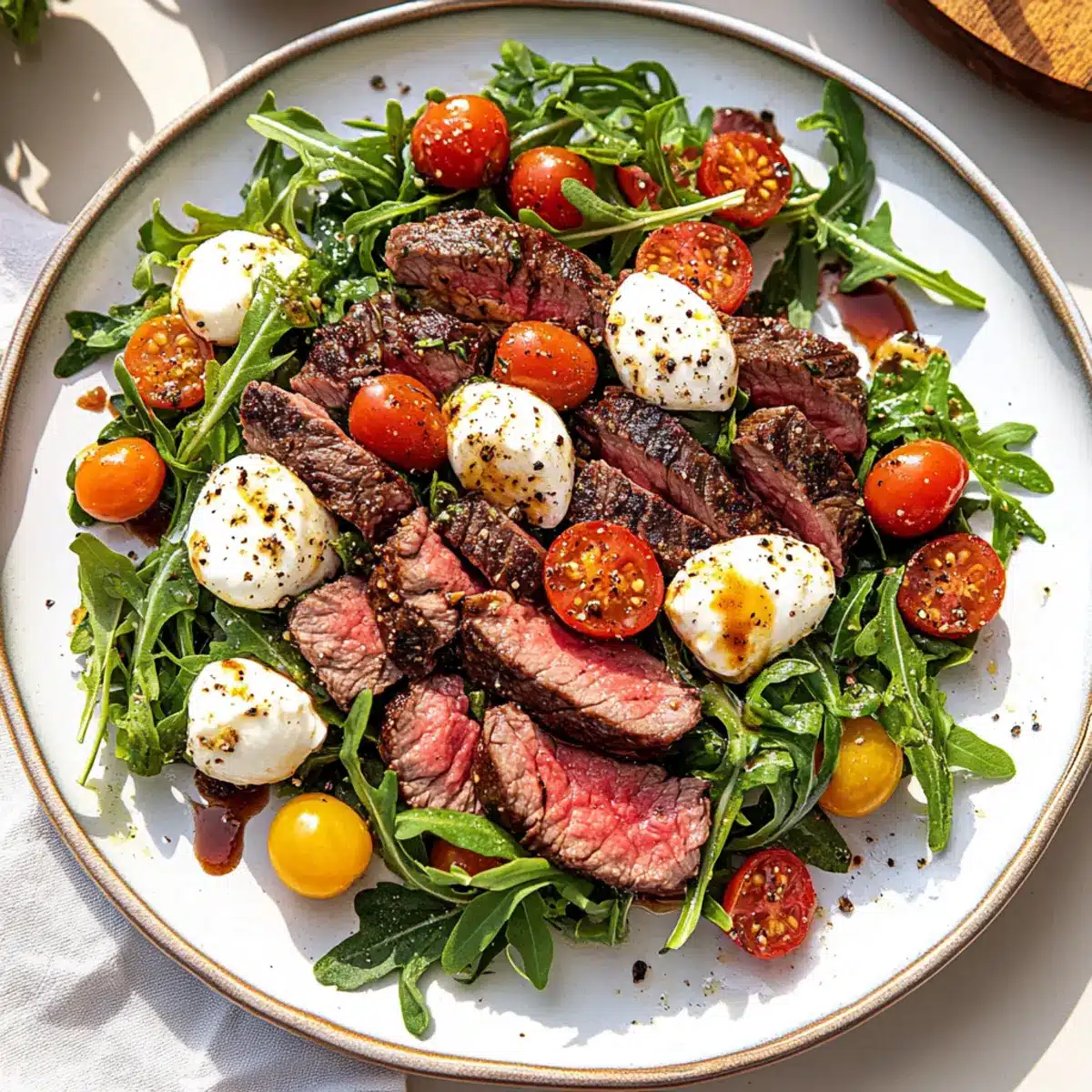 Steak and Arugula Caprese Salad