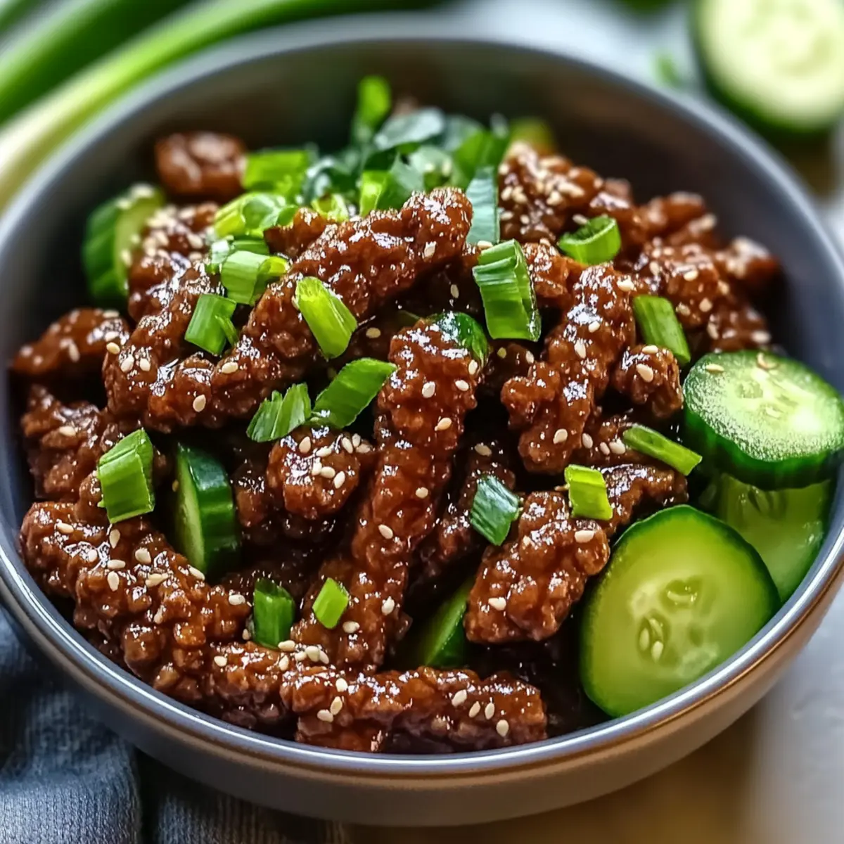 Korean Beef with Cucumber Salad